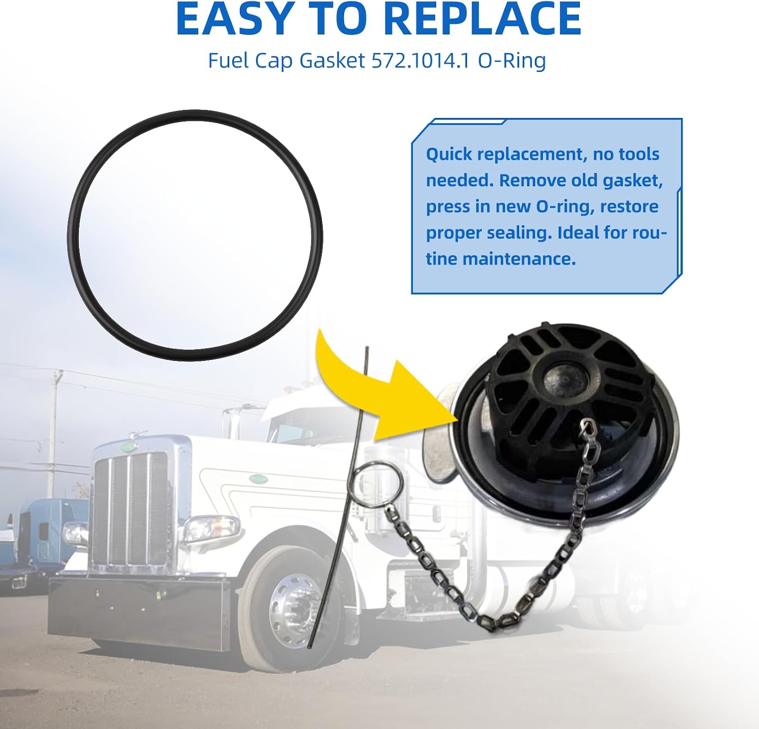 Fuel Cap Gasket O-Ring 572.1014.1 Compatible with Peterbilt Truck Fuel Tank Caps, Fits 330 359 379 389 300 & 500 Series, Fuel Tank Cap Seal Replacement to Help Prevent Leakage, 3 Pack