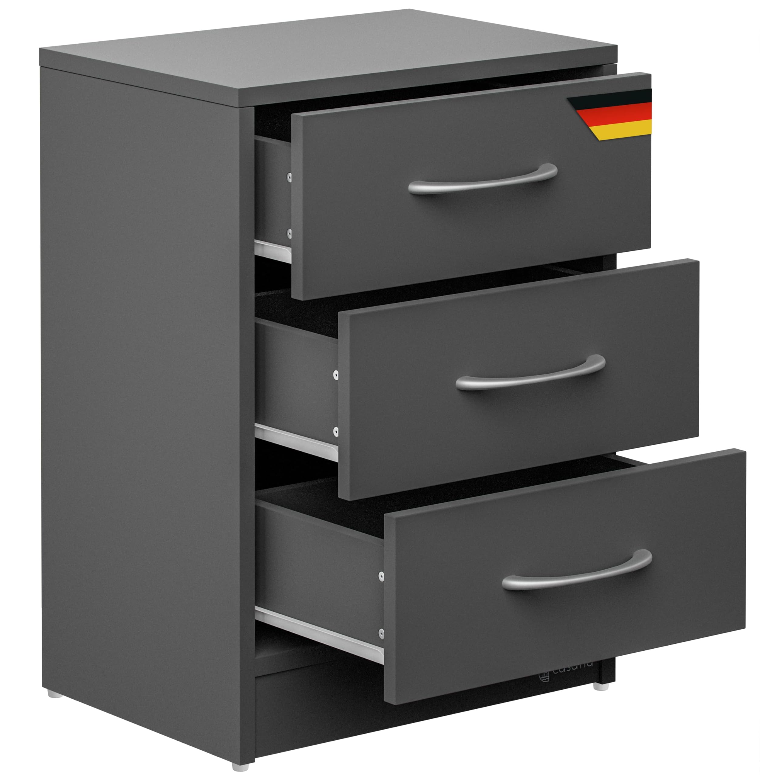 Casaria® Nachttisch Anthrazit mit 3 Schubladen