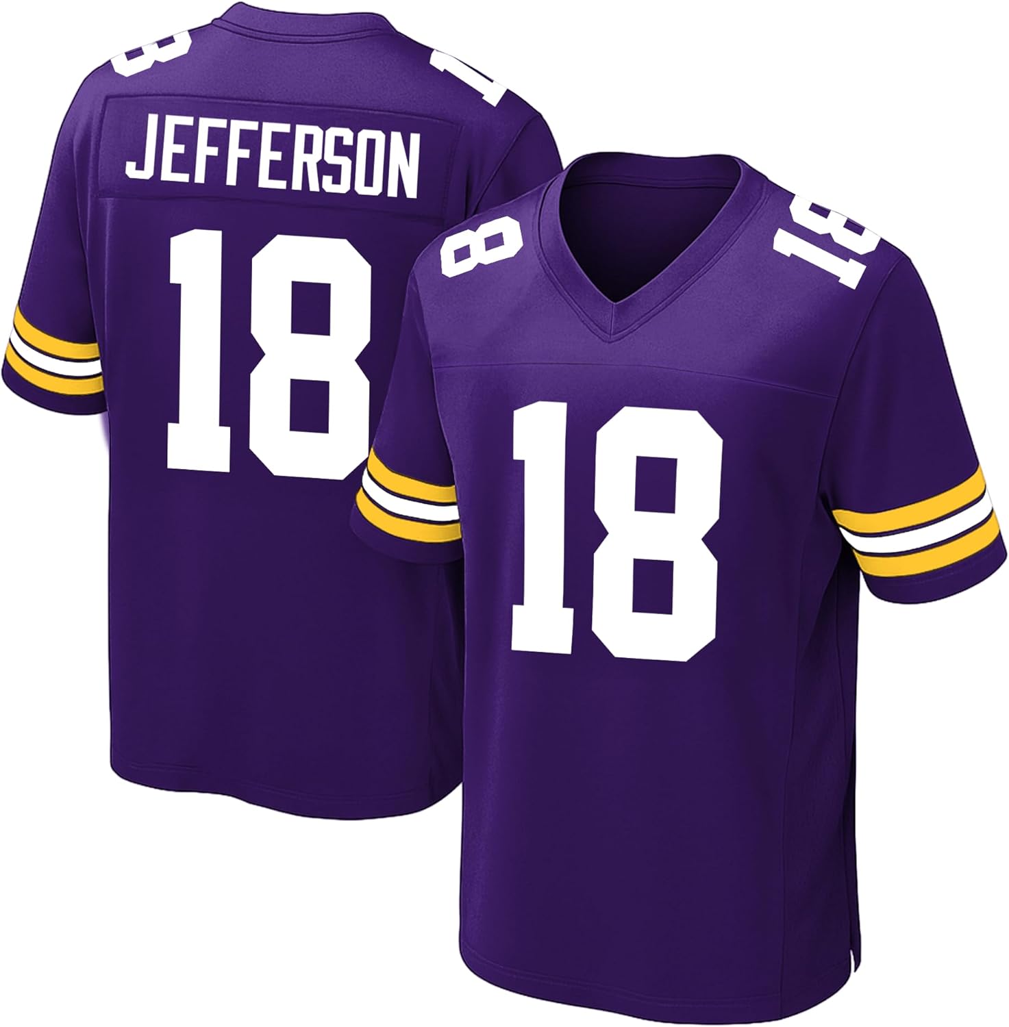 Custom Mens/Youth Football Stitched T-Shirt for Sports Fan Purple & Gold No Brand/Logos Gift Great for Game Day