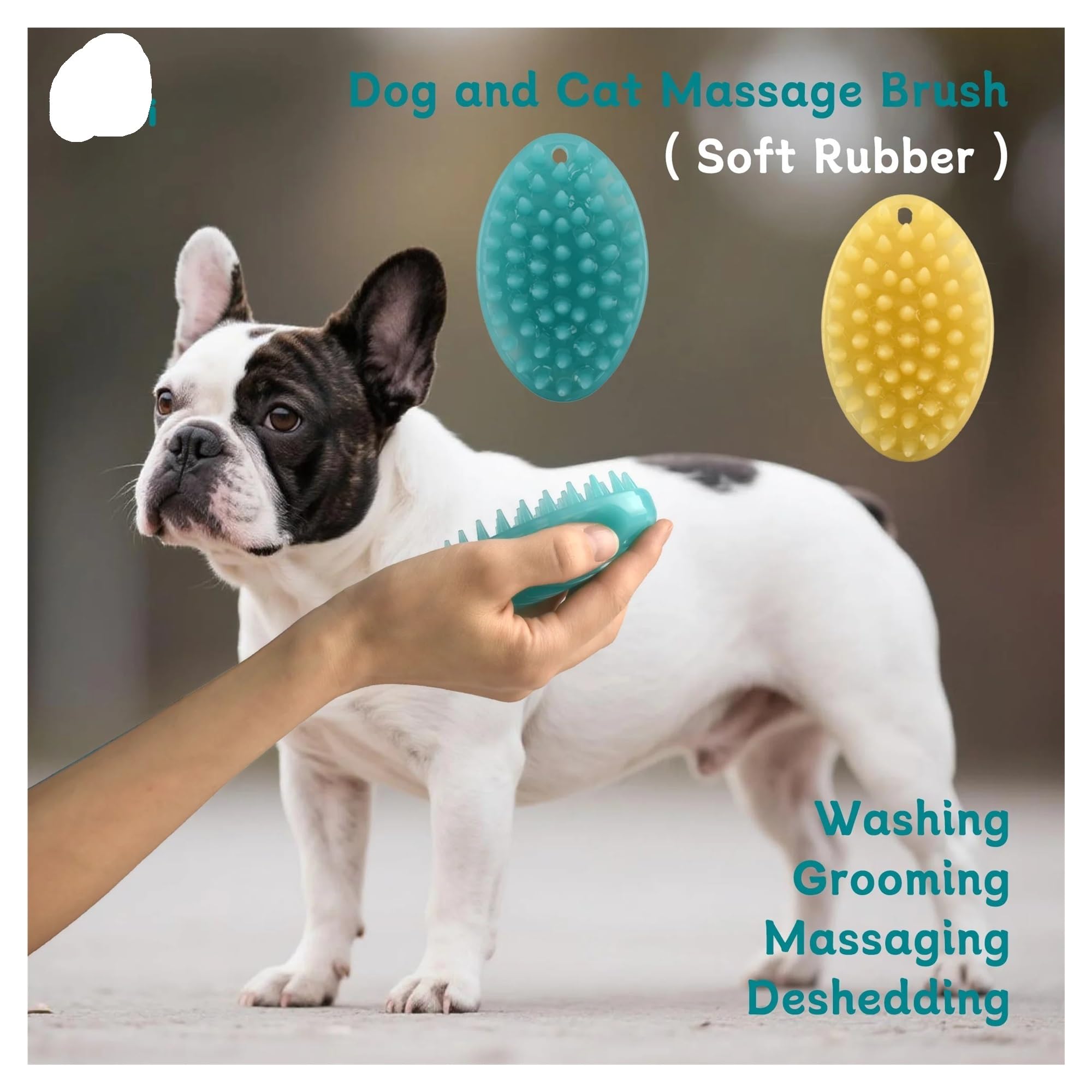 2 piezas Oitabi cepillo de cuidado for mascotas de goma suave(Yellow and Blue 2PCS)