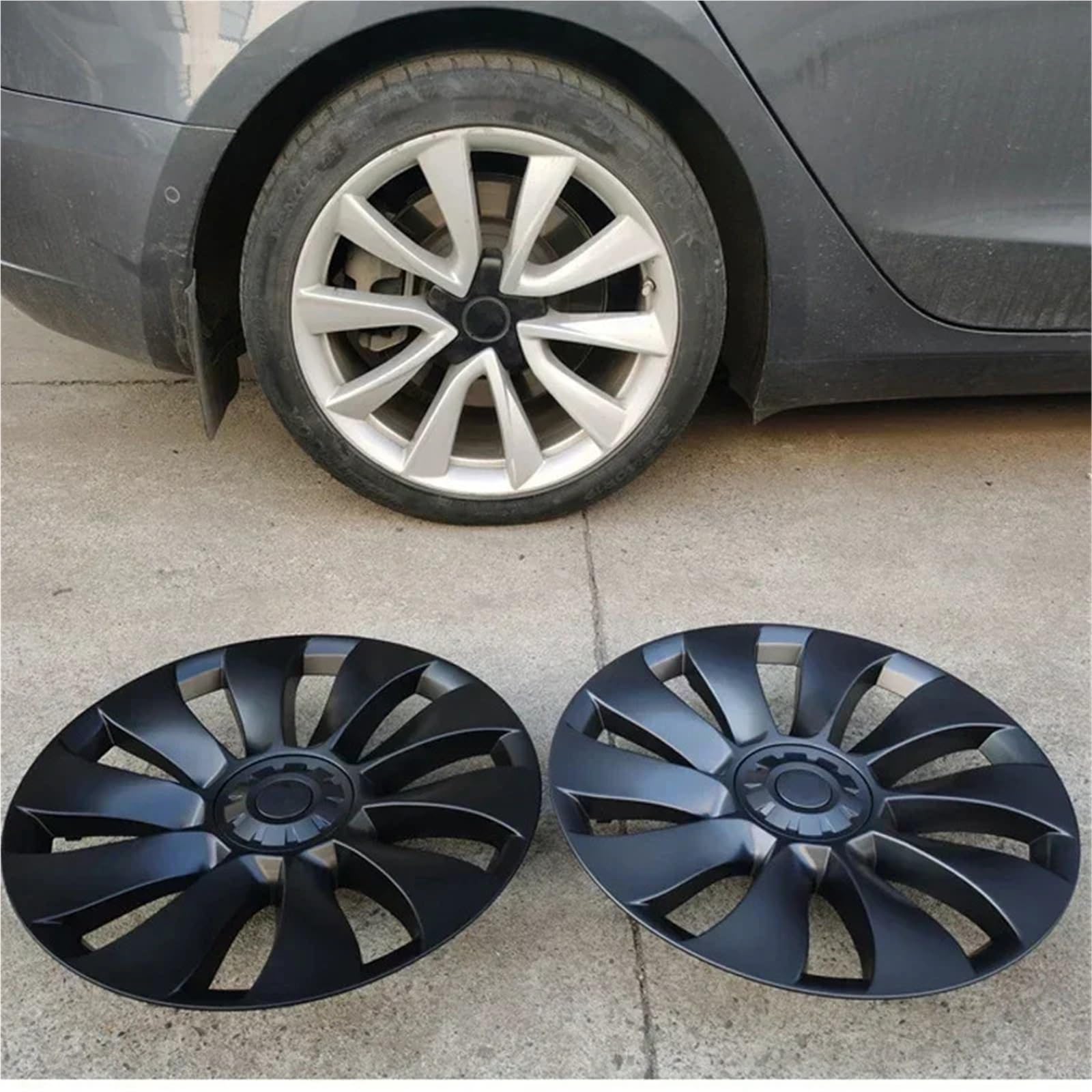 4 Uds. Tapa de Rueda Repuesto 19 Pulgadas Cubierta llanta(Matte black2020 2023)