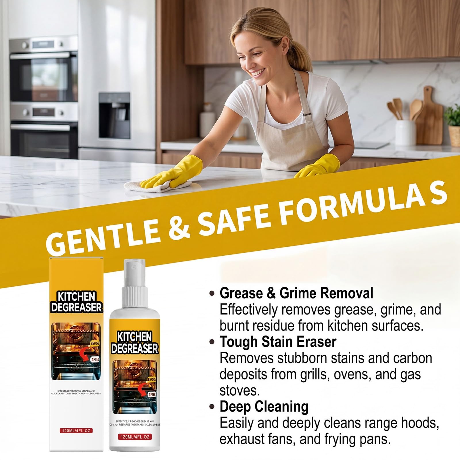 GreaseKiller Grillreiniger-Spray, geruchsneutrales, schnell wirkendes Entfettungsspray für Grills, Reinigungsspray für verschiedene Grillflächen im Außenbereich, auch den Innenbereich geeignet (5PCS)