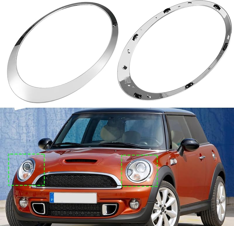 Aro de acabamento cromado do farol Abodvu para MINI Cooper R55 R56 R57 2007–2013 – Par