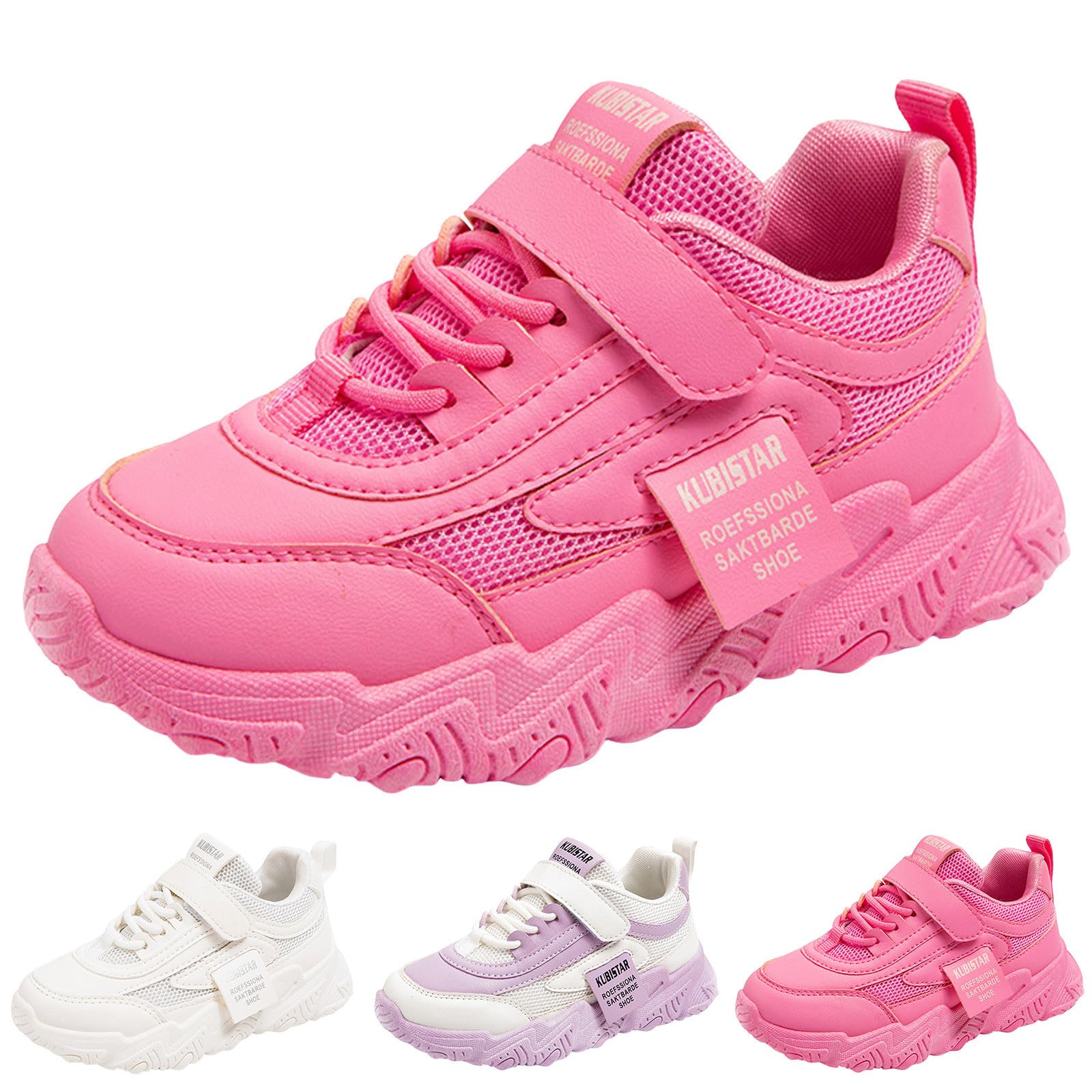 Generisch Zapatillas de moda para niños de cuatro estaciones para niñas, planas, fondo grueso, antideslizantes, ligeras, parte superior de malla, transpirables, cómodas, con cordones, lazo de gancho