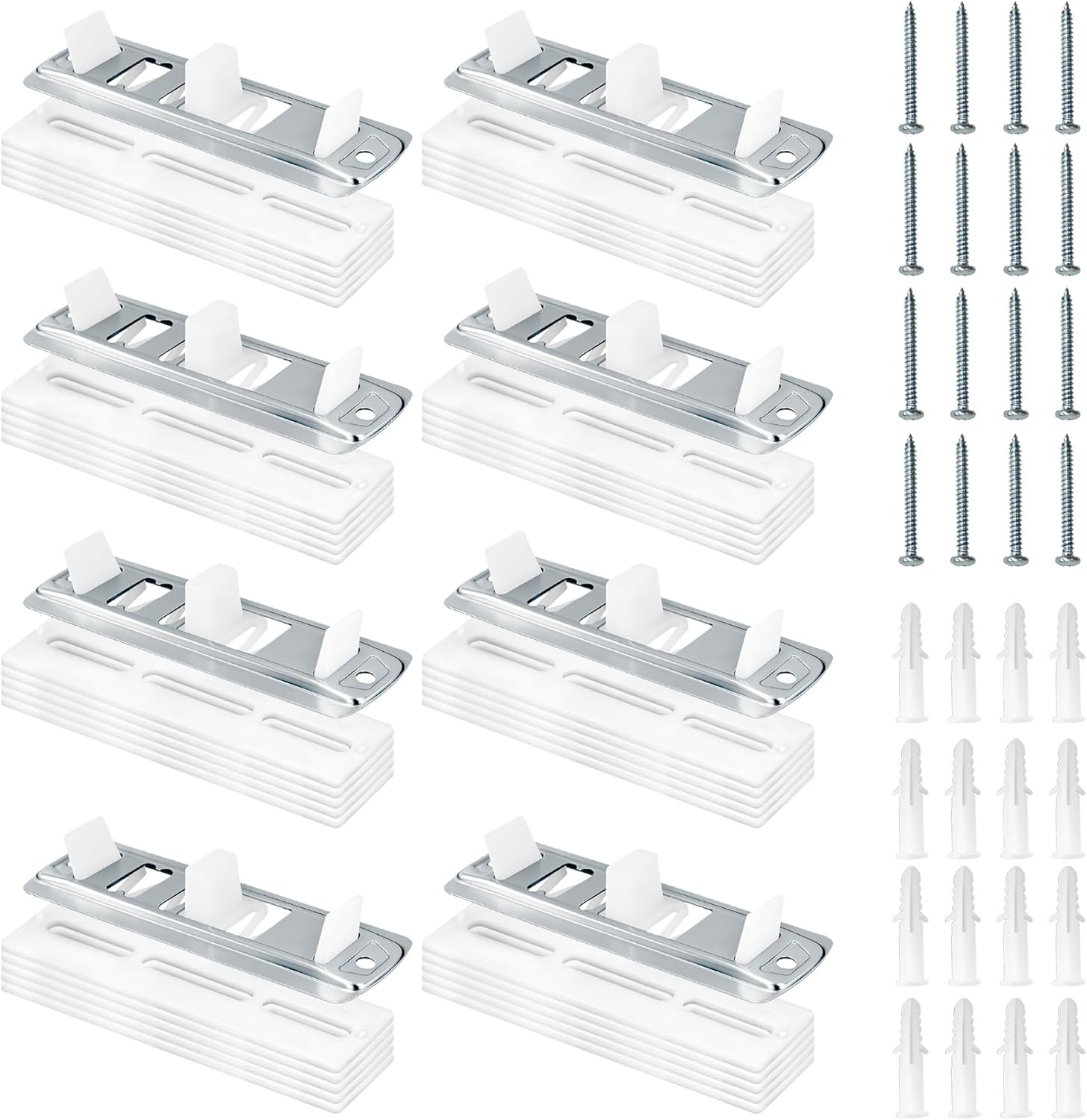 IWIWE Adjustable Sliding Closet Door Floor Guides with Carpet Risers - 8 Pack, Fits 3/4'' to 1-3/8'' Thick Doors, W/Mounting Screw Kit