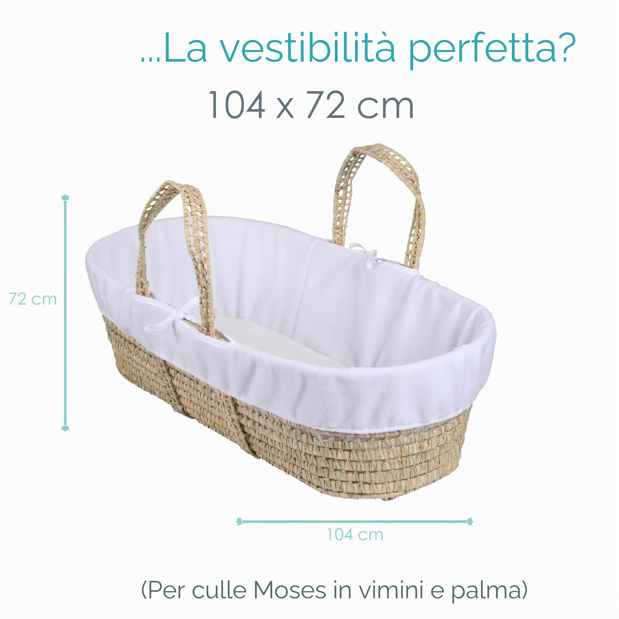 Clair de Lune Lenzuolo di ricambio per culla in vimini per neonati, in lana, colore: bianco