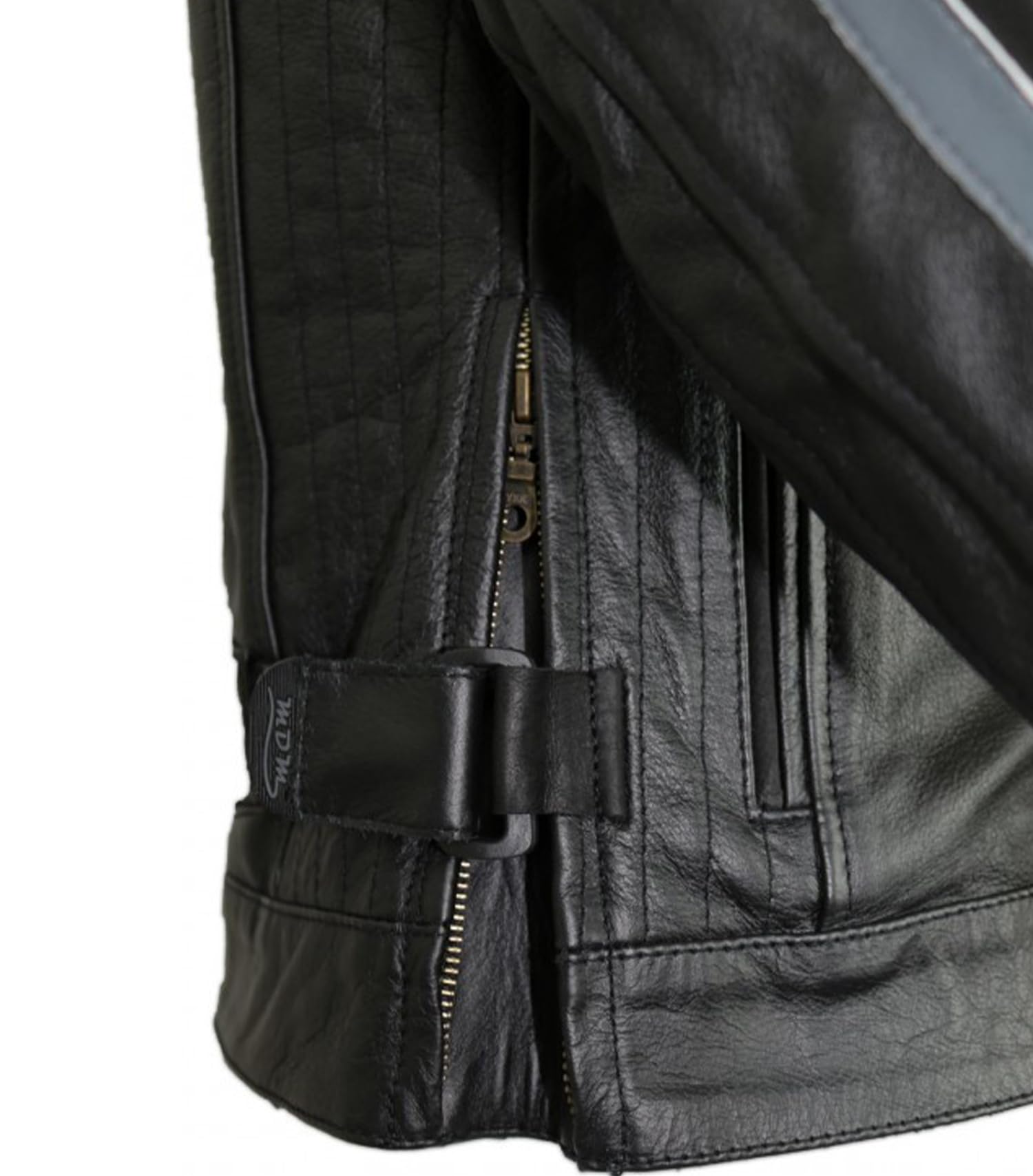 MDM Herren Motorrad Streifen Jacke Highway Bikerjacke aus echtem Leder