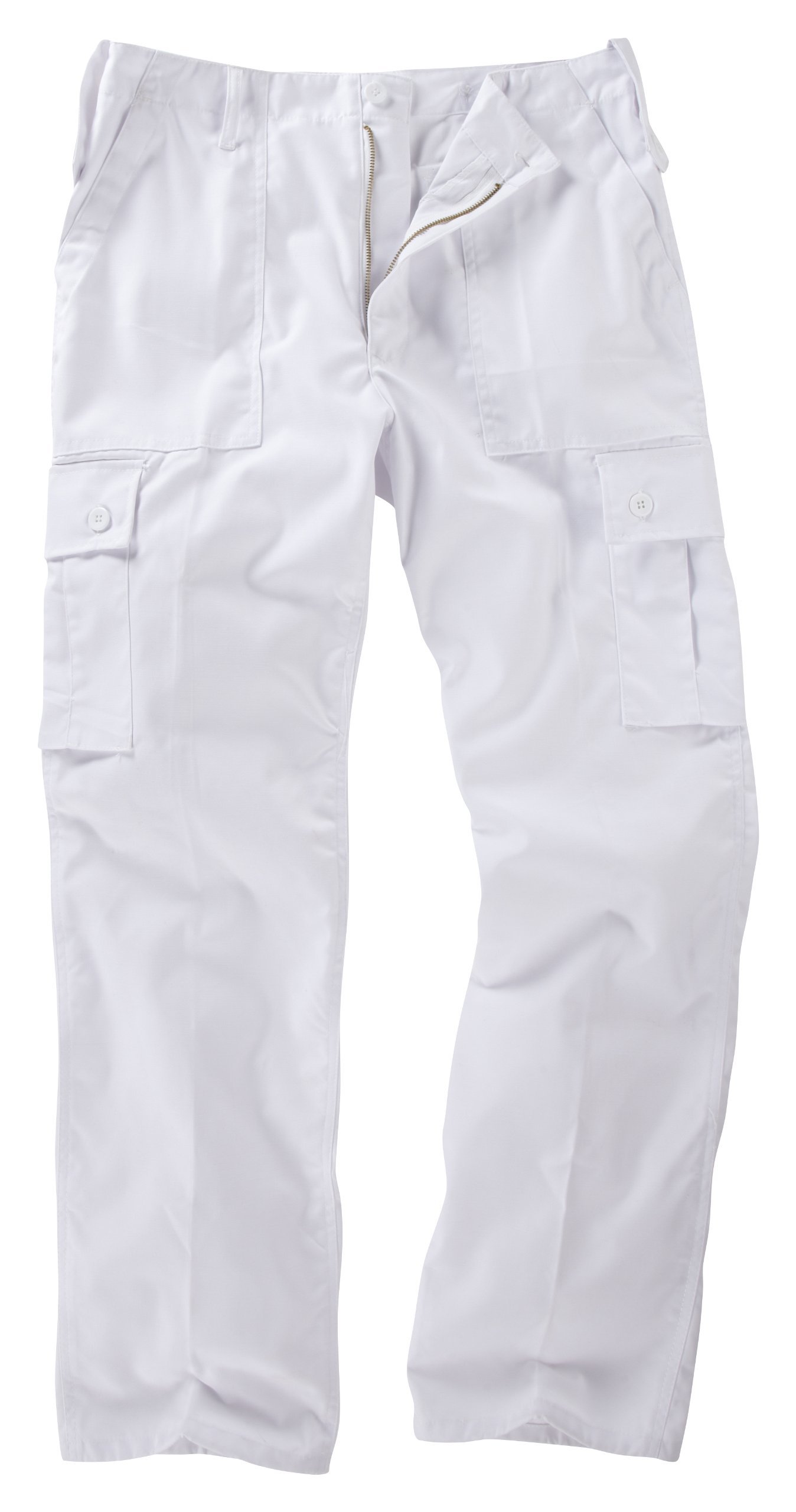 Men's White 6 Pocket Basic Combat Cargo Trousers (34, )