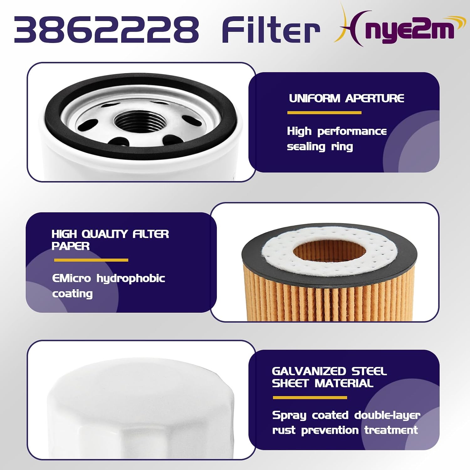 3862228 3852413 3851218 3847644 Fuel Water Separating Filter replacement For Volvo Penta carbureted & fuel injected engines 4.3, 5.0, 5.7, 5.8, 7.4, 8.1, 8.2 from 1993 and up (2 pcs)