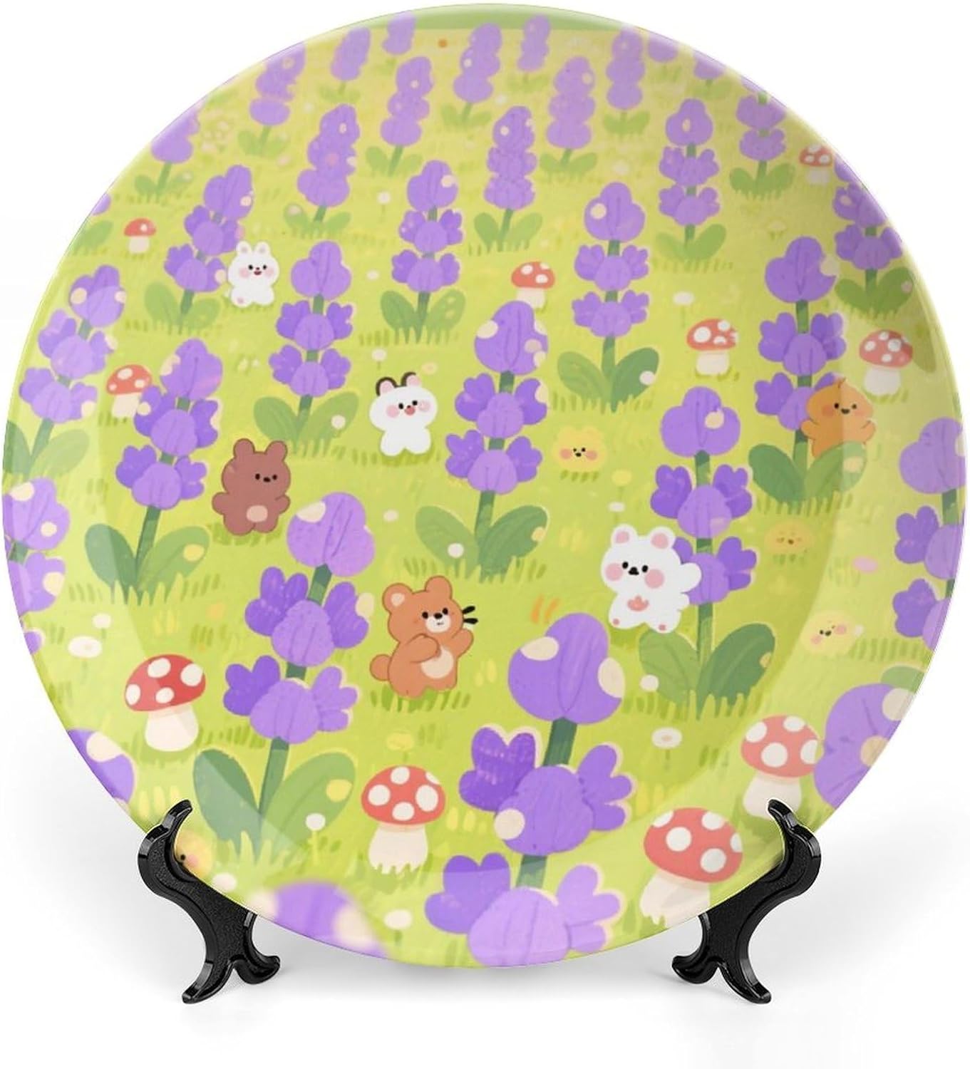 Bone China Decorative Plates Lavender Ceramic Decorative Plate Wall Decor with Display Stand Ceramic Ornaments for Wall Hanging Decoration