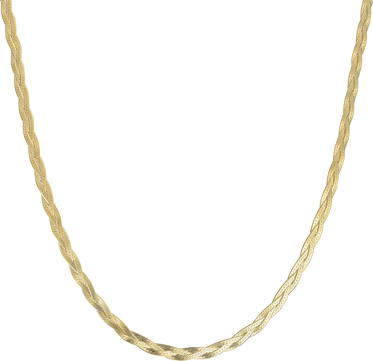 Kooljewelry 10k Yellow Gold 3.5 mm Herringbone Chain Necklace (18 inch)