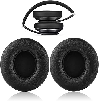 D & K Exclusives Beats Solo için Kulak Pedleri Yastıkları Yedek Bellek Köpüğü Earpads Minderleri Solo 2 ve 3 Kablosuz Kulak Üstü Kulaklıklar ile Uyumlu, Sol/Sağ Çift (Siyah)