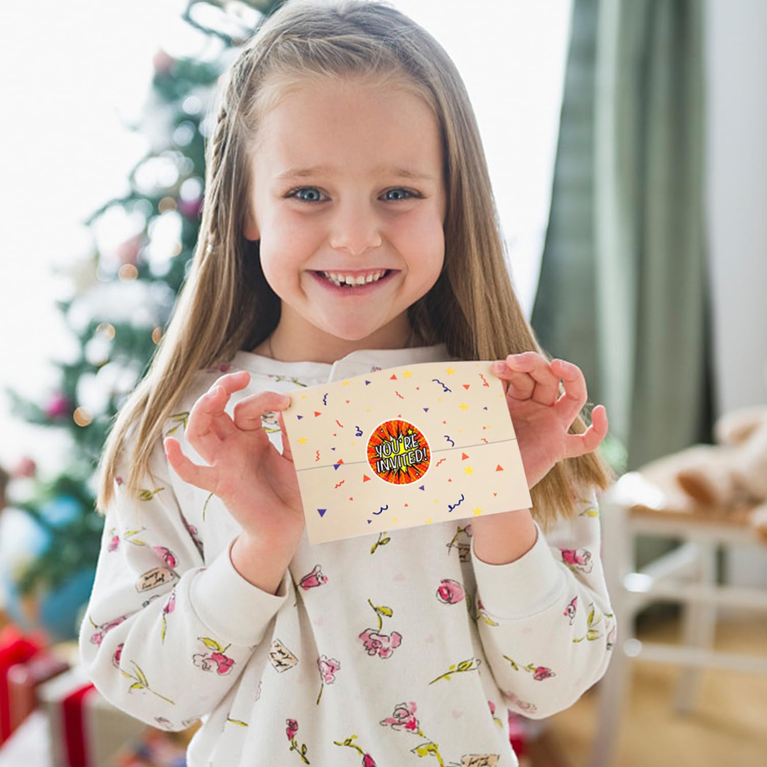 MEMOFYND Regenbogen Einladungskarten Set – 42 Karten & 42 Aufkleber Für Kinderparty