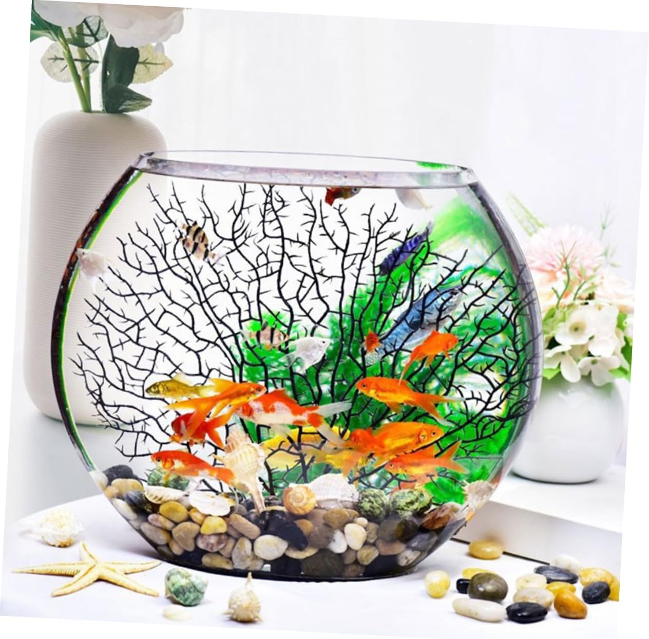 Totority Transparent Glass Ecological Fish Bowl Small Desktop Aquarium Tank for Hydroponic Plants and Succulent Terrarium Decorative Home Office Garden Decor