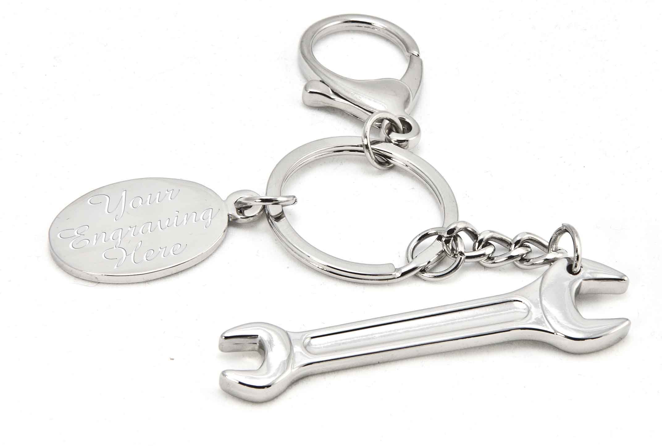 EIO Gifts Personalised Spanner / Wrench Keyring - Engraved with Your Custom Text
