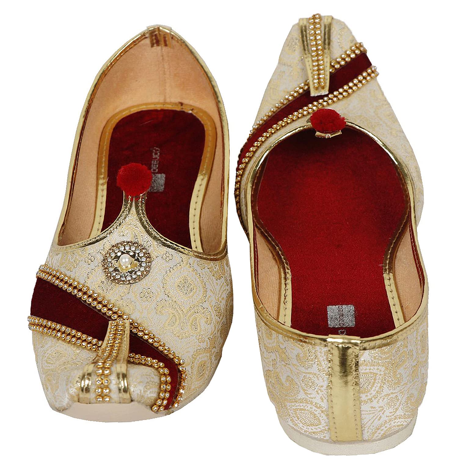 DEEUCO Men's Golden Premium Wedding and Sherwani Jutti, Mojari, 6 (8) 4