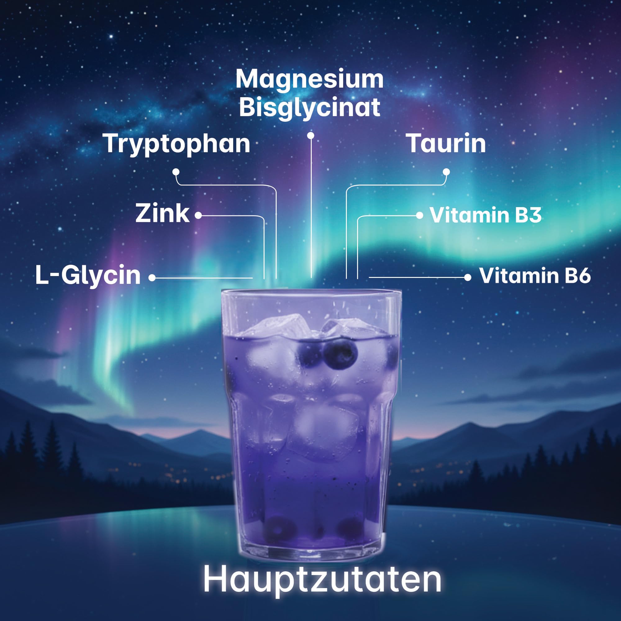 Dreamonade Getränkepulver für die Abendroutine | Magnesiumbisglycinat, Zink, Taurin, Vitamin B6, Vitamin B3 und L-Glycin | Von aufgedreht zum Runterfahren | 30 Portionen