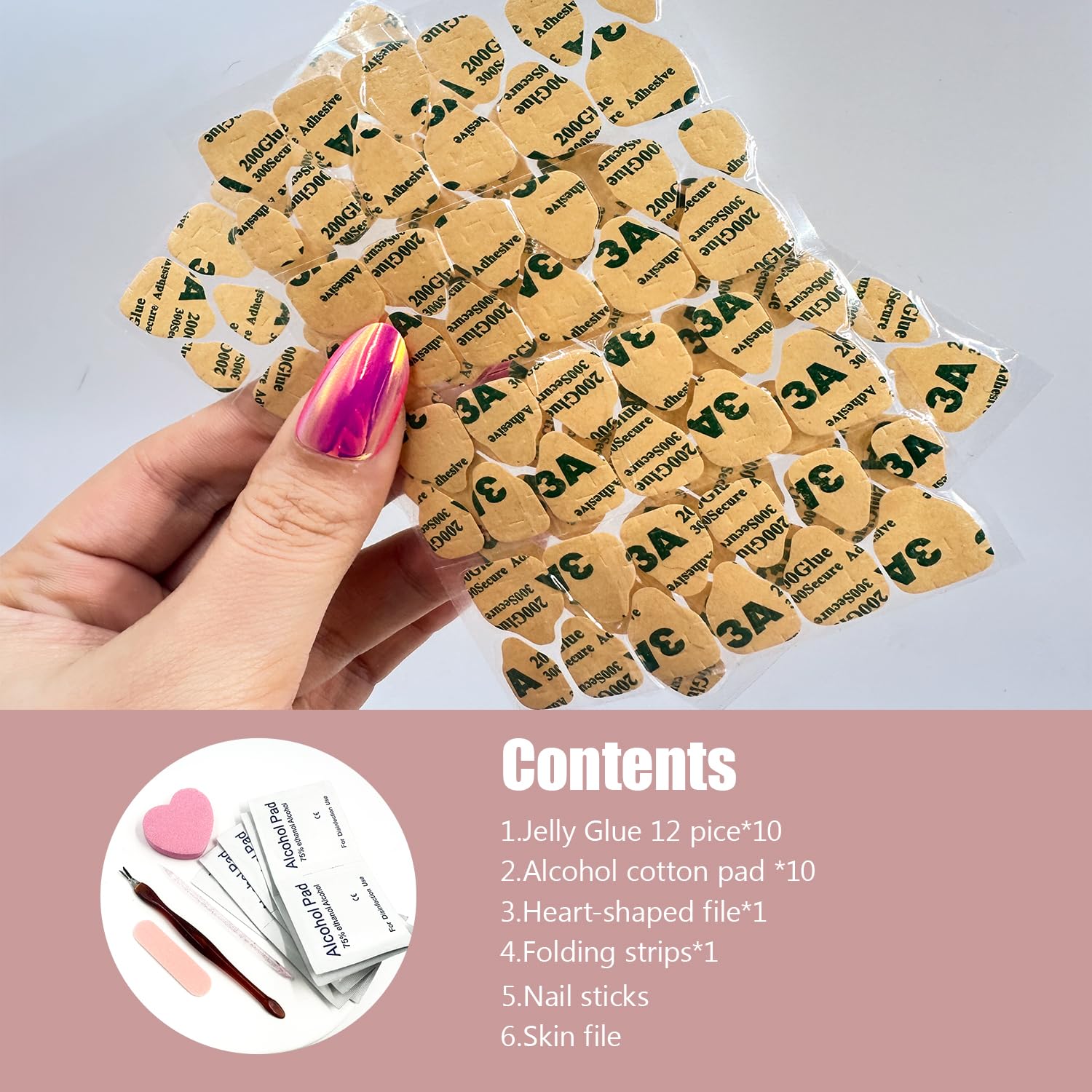 *Yacing31* 10 Sheet Nail Adhesive Tabs Double Side Jelly Glue for Press on Nail,Waterproof & Ultra-Strong Nail Glue Sticker kit (240 pcs)