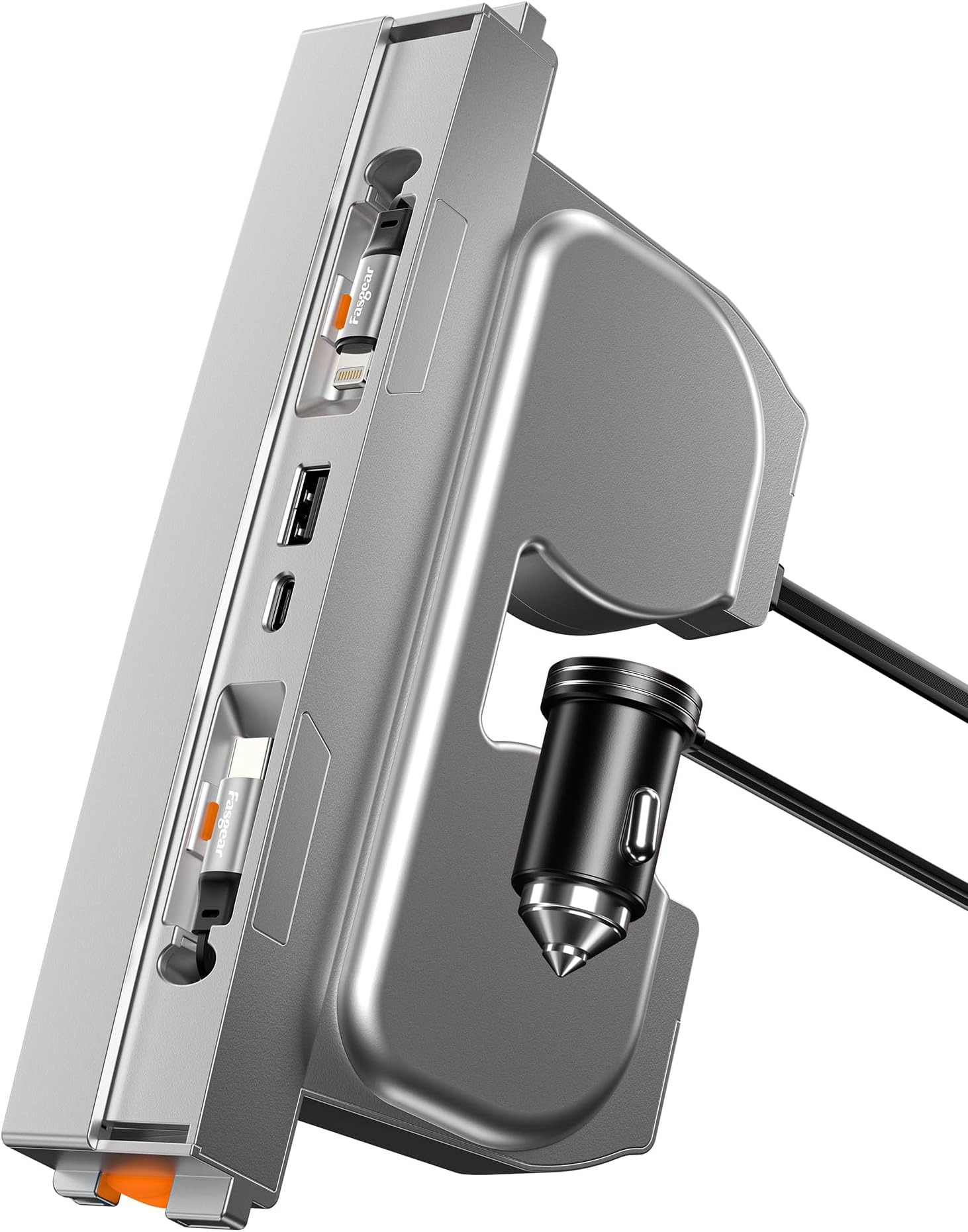 2025 Model Y Juniper USB Hub with Retractable 80cm Fast Charging Cable for iPhone 17/16/15/13, Tesla 2024 Model 3 Highland Docking Station 4-Ports Center Console Interior Accessories