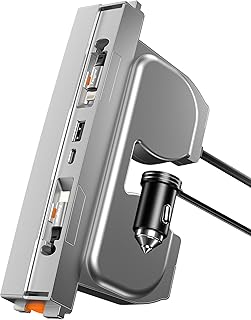Fasgear USB Hub Docking Station 4-Ports Compatible for Tesla Model 3 Highland 2024 Car Interior Accessories, Retractable 80cm Light-ning and Type C Fast Charging Cable for Model 3 Center Console