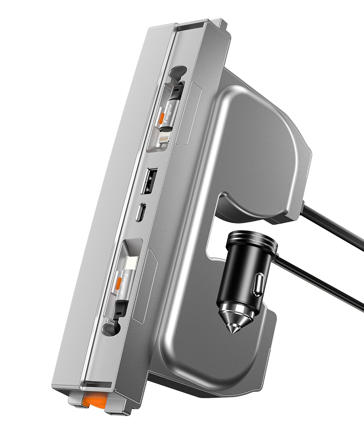 Fasgear 2024/Model Y 2025 Tesla Model 3 Highland USB Docking Station with 4 Ports, 2024 Model 3 Center Console, Interior Accessories, 80cm Retractable Fast Charging Cable