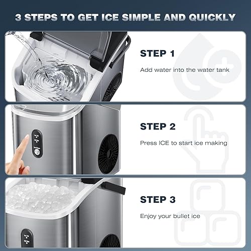 Miniatura 6 de Xbeauty Nugget - Máquina de hielo con pepitas para encimera de hasta 35 libras de hielo al día con autolimpieza, cesta de hielo extraíble y cuchara