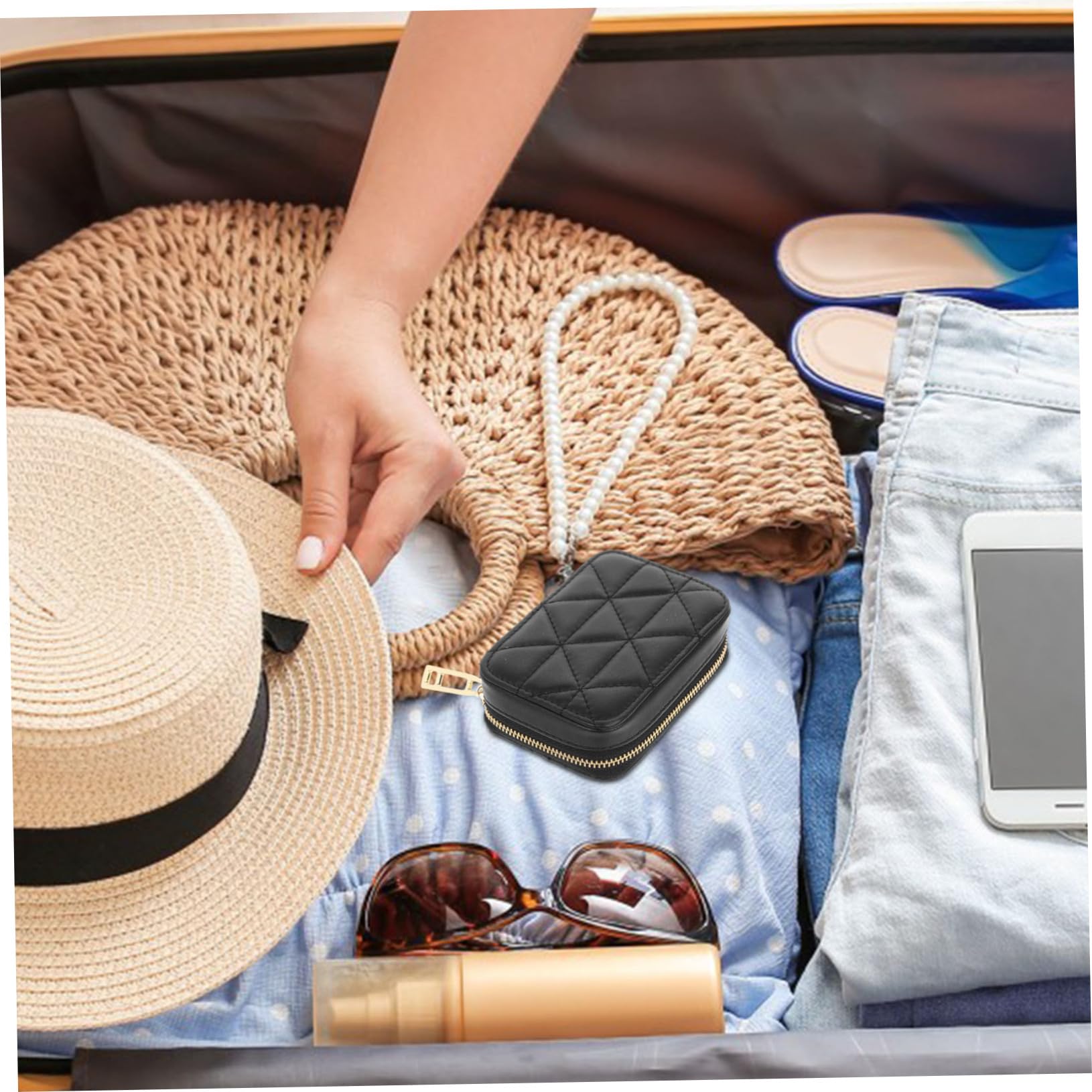 2pezzi Borsa Piccola Per Trucco Con Specchio Pochette Per Rossetto e Monete Per Viaggi e Attività All Aperto Facile Da Trasportare e Utilizzare