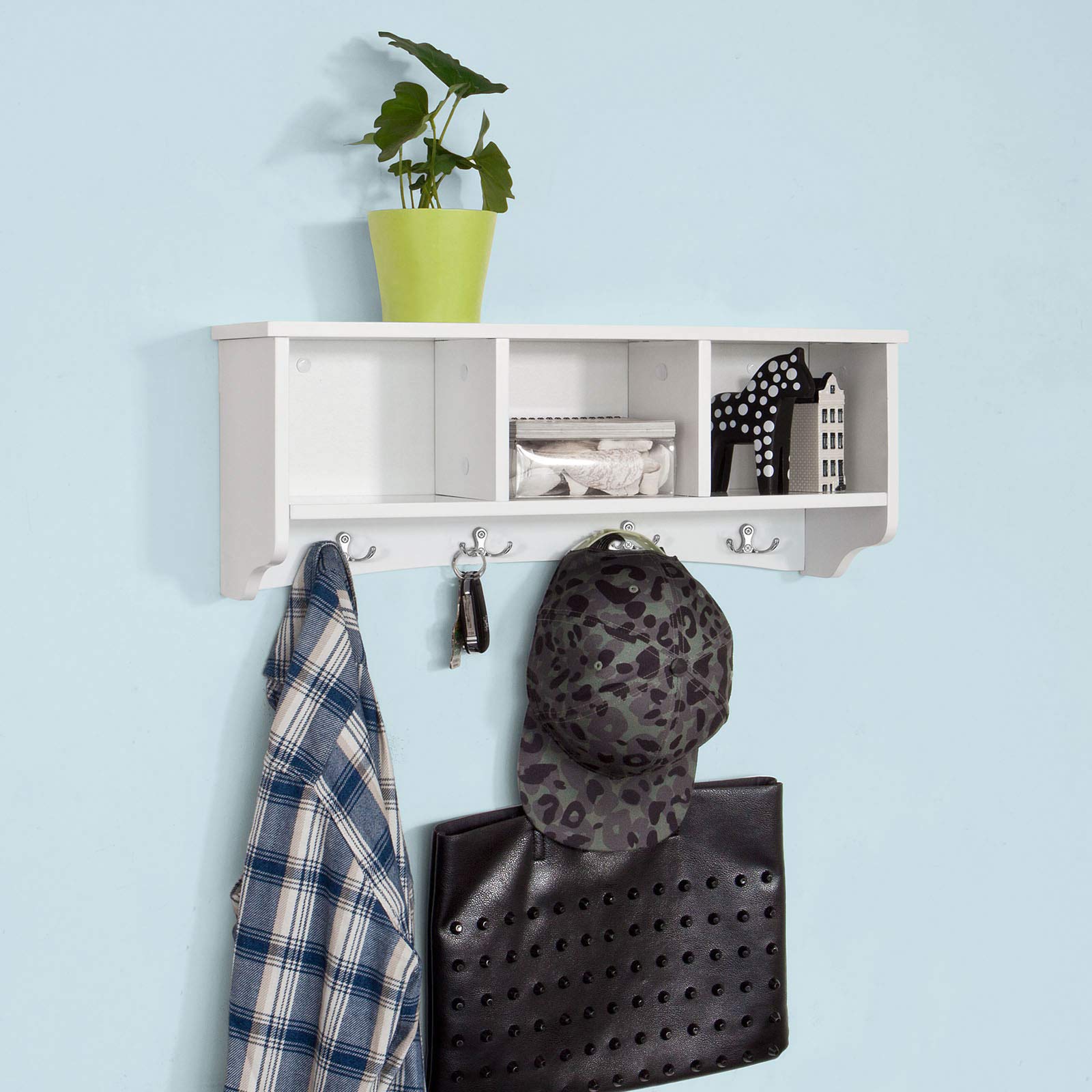 SoBuy Porte Manteau Mural avec 4 Crochets 60x15x23cm pour entrée