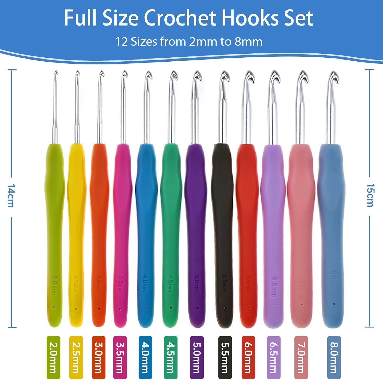 Tusmad Crochet Hooks Crochet Hooks Set, Realplus 41 Pcs Full Size Crochet Set, Ergonomic Soft Grip Rubber Handles, Crochet Kits For Beginners Adults, Sister Gift, Crochet Hooks Arthritic Hands,