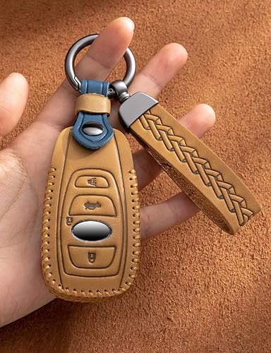 Miniatura 10 de YINEOR Funda de cuero para llavero Subaru, compatible con Forester Impreza Outback Legacy STI WRX BRZ Crosstrek Ascent Solterra 2014-2024 (azul)