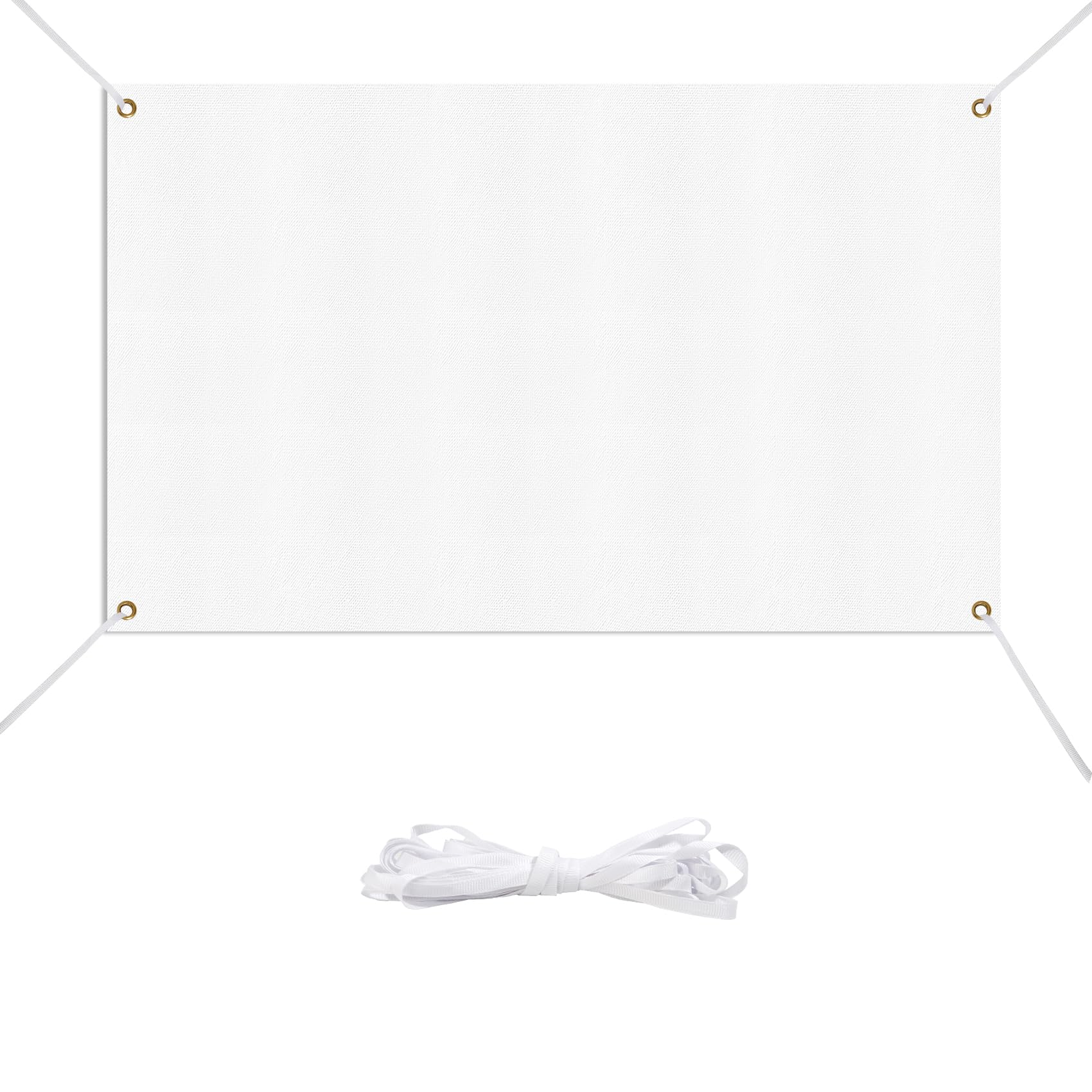 Large Banners and Signs Blank Polyester Oxford 4 x 6 Feet Cloth White Banner With Hanging Rope For Wall Sign DIY Painting Writing Banner For Indoor Wall Outdoor Business Office