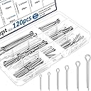 120Pcs Cotter Pins 304 Stainless Steel Cotter Pins Assortment Kit Tractor Pin Used for Hitch Pin Lock System, Trucks, Engine Repair in Towing Hitch Clips & Pins