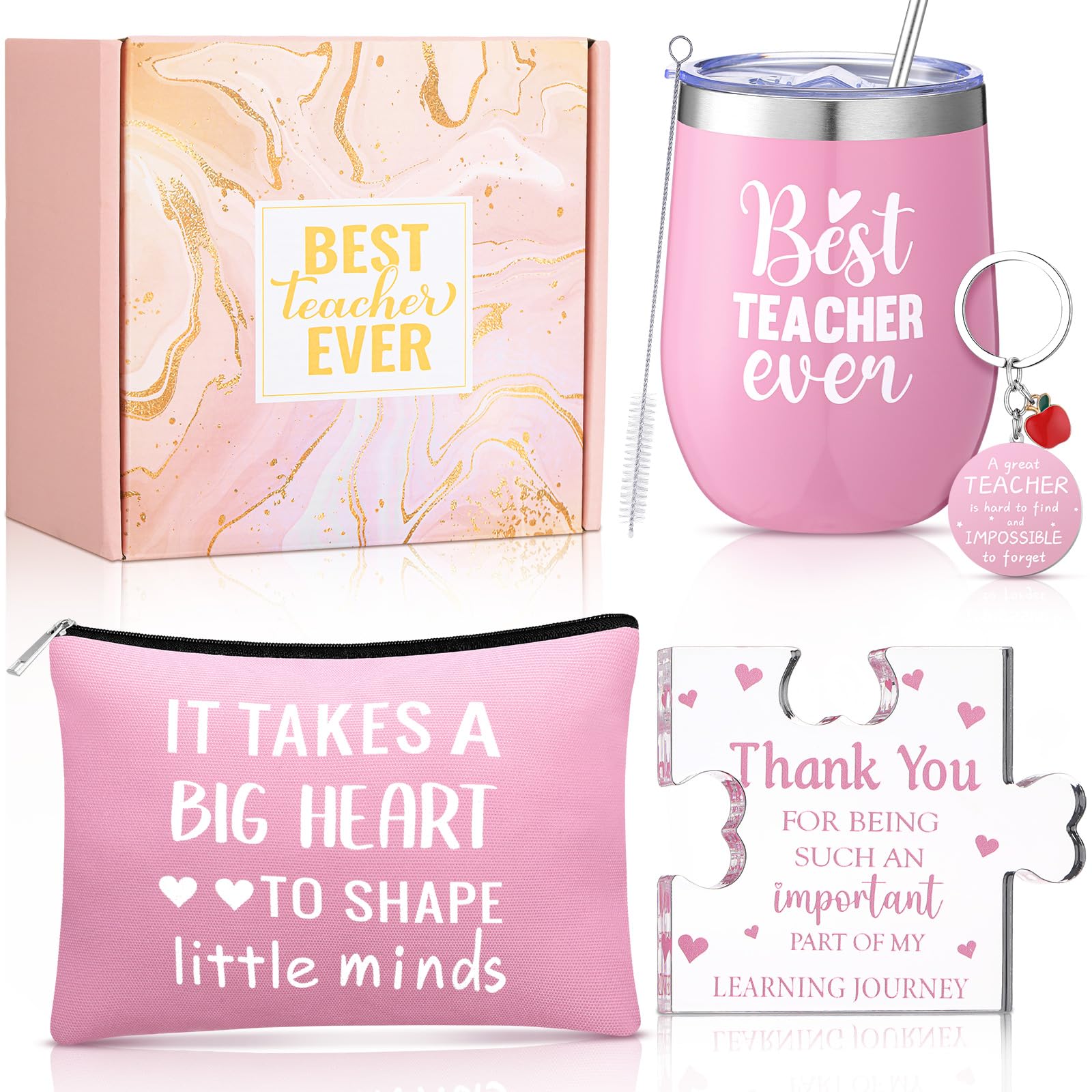 Cadeau de remerciement enseignant avec gobelet et trousse