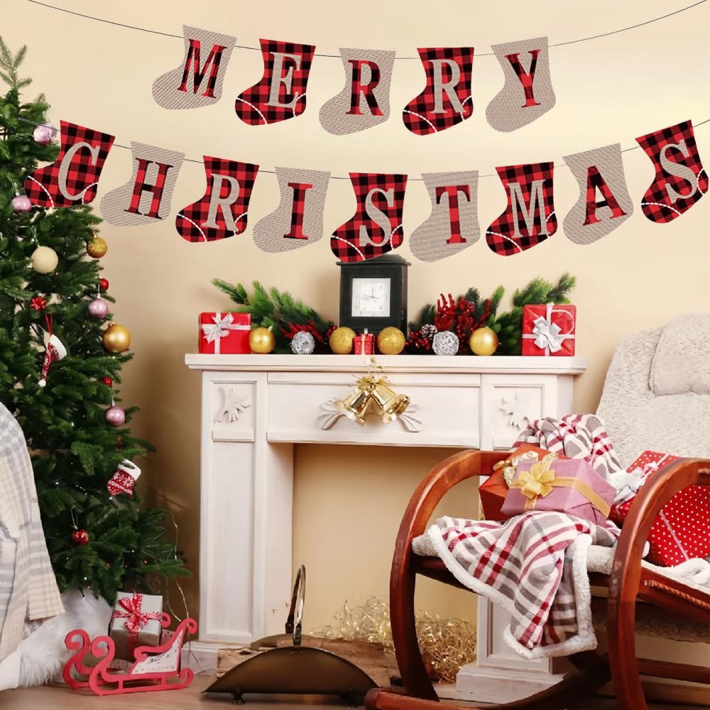 Christmas Bunting,Merry Christmas Burlap Banner - Image 4