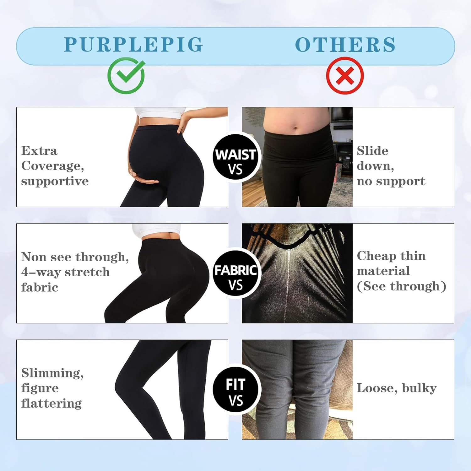 Purplepig Maternity Leggings Over The Belly Non-See-Through Butt Lift Soft Pregnancy Workout Pants Active Wear for Women : Clothing, Shoes & Jewelry