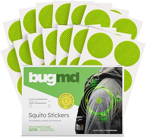 BugMD Squito Stickers Mosquito Repellent Patch Stickers for Adult (78 Pack), Safe and Effective Insect Repellent Patches for Adults Toddlers, Kids