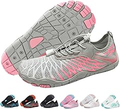Hiking Footwear Barefoot Shoes Womens,Pro-Healthy&Non-Slip Water Shoe for Women Men, Wide Toe Running Shoes (PinkGreyA,11.5Women/10Men)