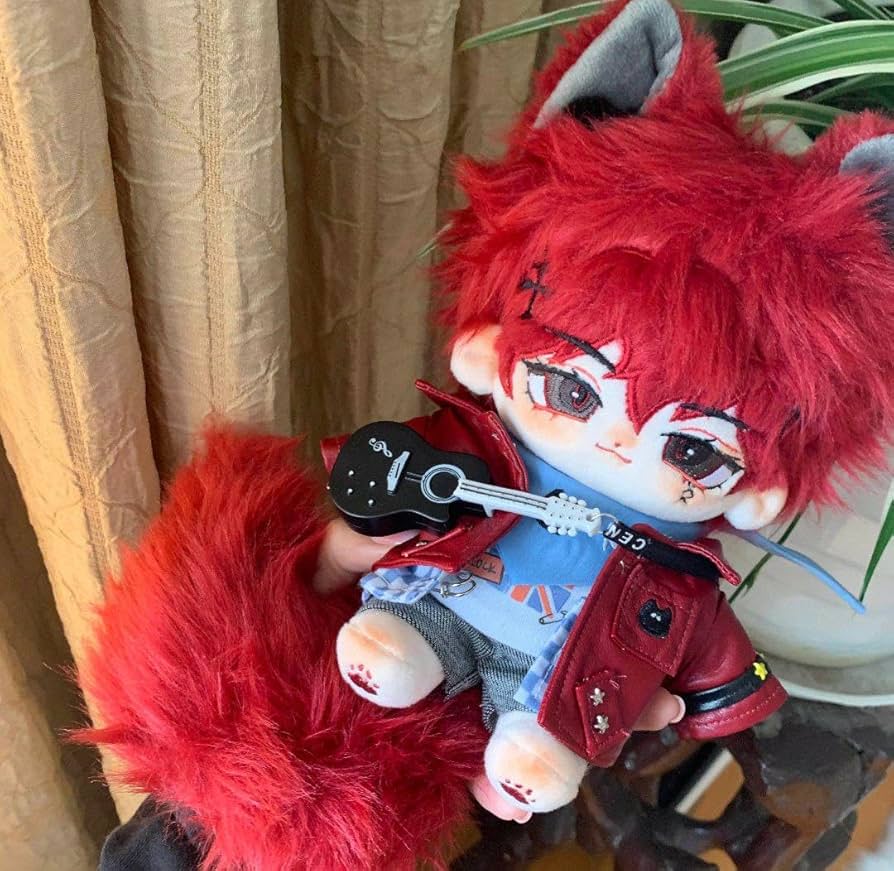 Amazon.co.jp: セール 20cm ぬいぐるみ 服 赤 ネコ レザー