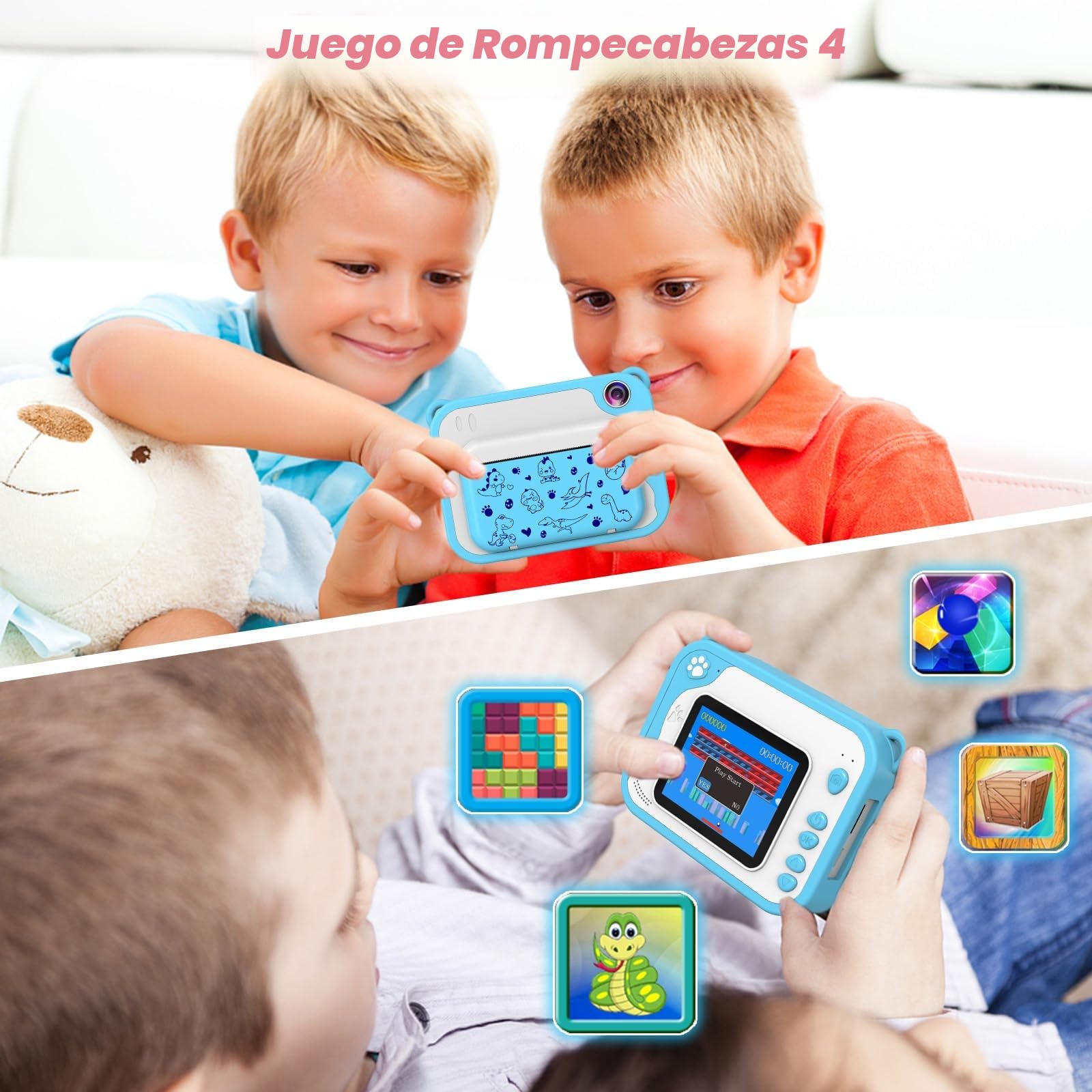 CHAKEYAKE Camara Fotos Infantil Instantanea, Camarade de Fotos para Niños con Pantalla de 2,4”, 1080P HD Cámara Digital Infantil con 32GSD Tarjeta, Regalo Juguetes para Niños 3 a 12 Años (Azul)