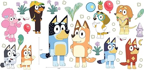 Miniatura 6 de RoomMates Bluey Family and Friends - Calcomanías de pared para despegar y pegar, RMK5457SCS