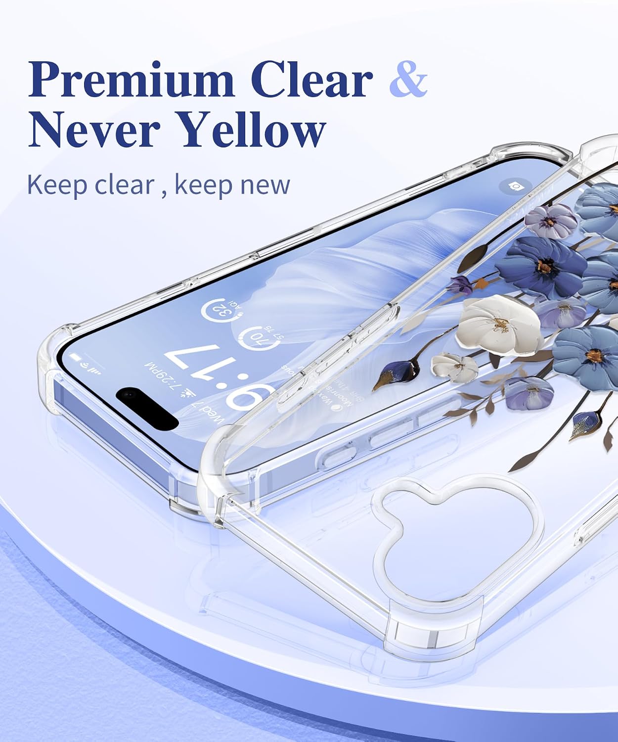 GVIEWIN for iPhone 16 Plus Case Floral, Screen Protector & Lens Protector image 3
