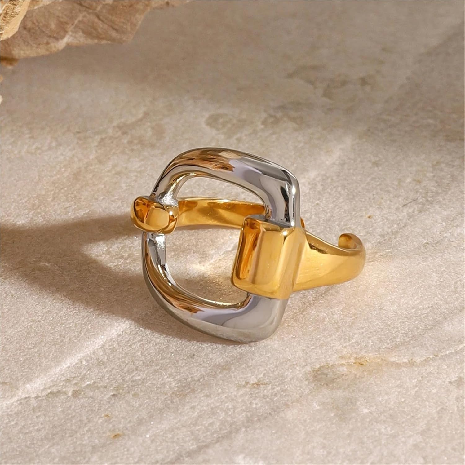 Glossy Shine Personalized Stainless Steel Gold Silver Letter D Irregular Geometric Opening Ring Jewelry 1Pcs