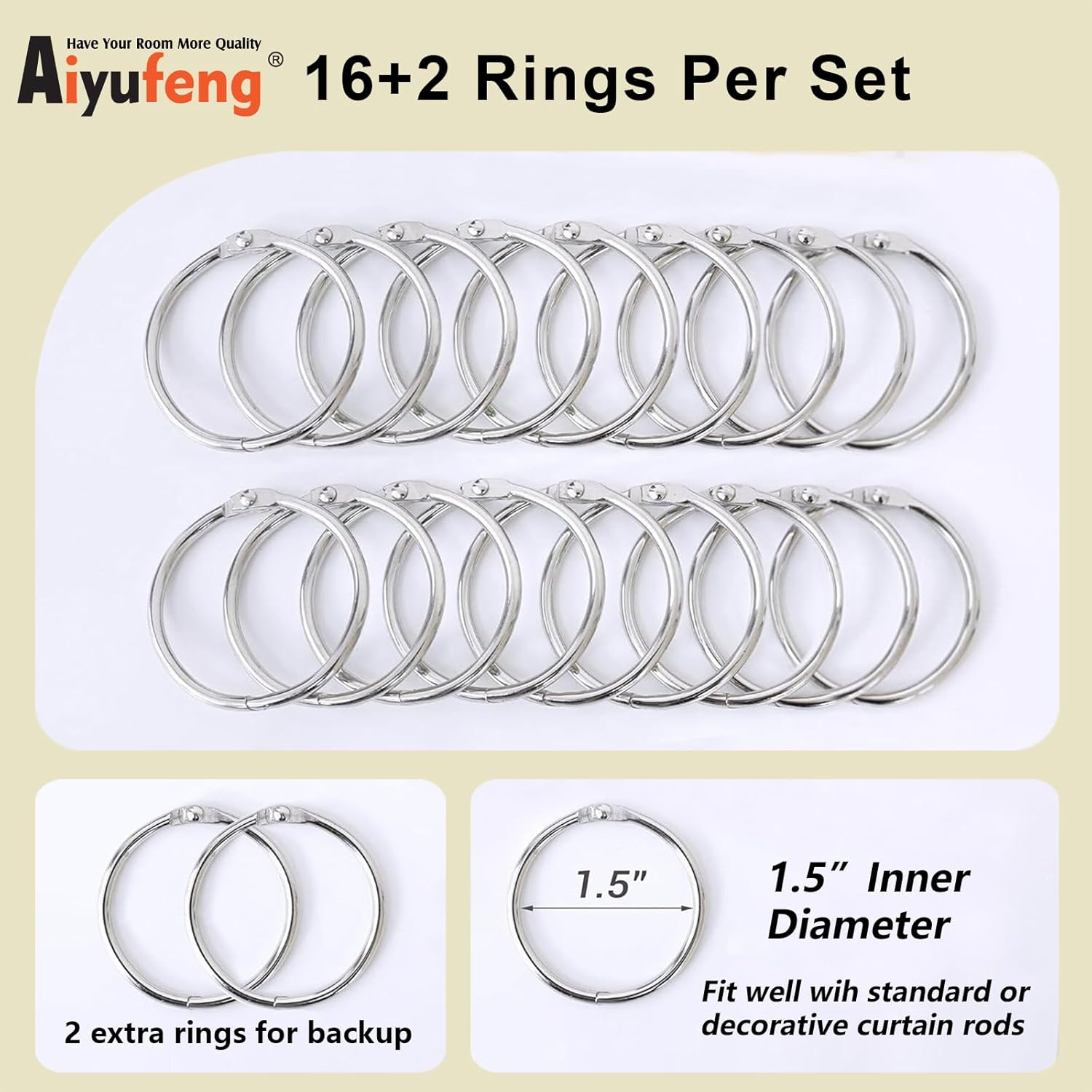 Aiyufeng 2 Panels 100% Blackout Curtain Liners for Behind Curtains, Darkening Thermal Insulated Blackout Liner for 84 Inch Curtains, Each 50" Wx80 L, 2 Liners Per Set with 18 Pieces Rings
