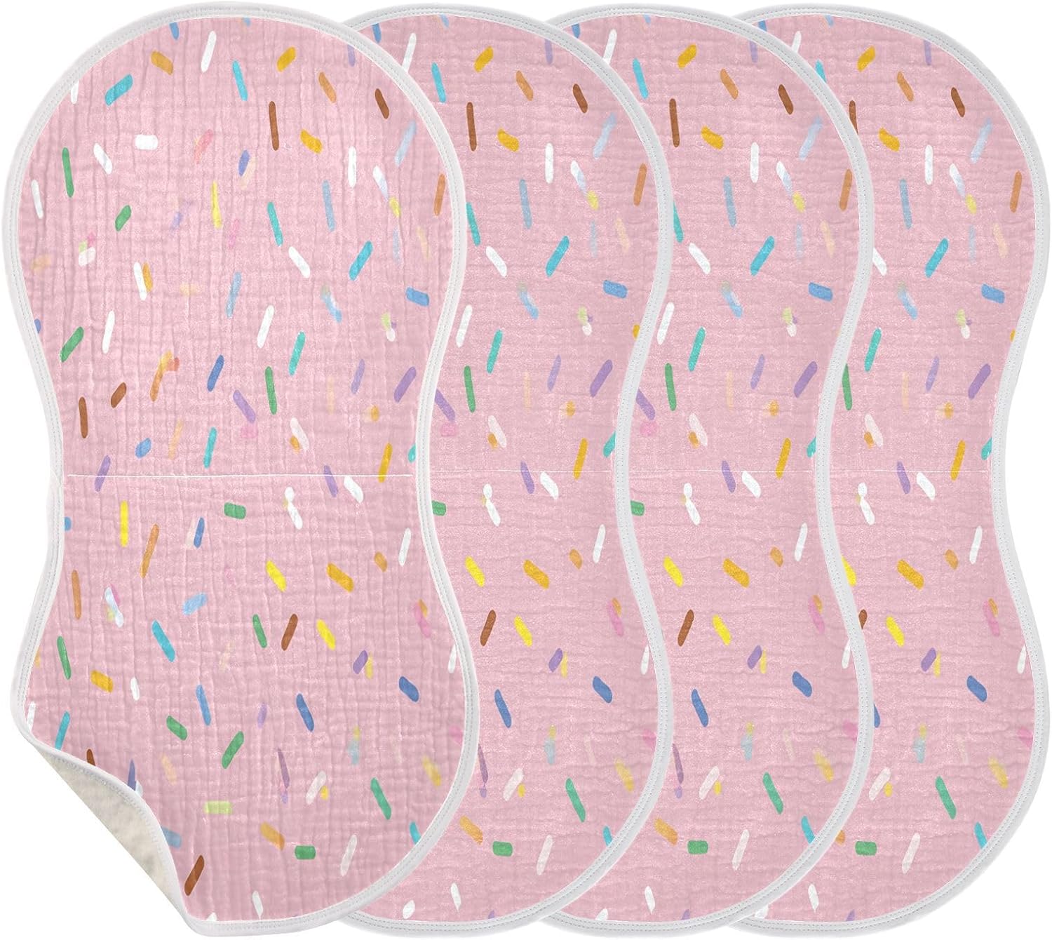 Light Pink Background Pattern Baby Burp Cloths -4Pcs Soft Absorbent Muslin Washcloths Bibs Face Towel for Newborn Boys Girls 22 x 11 Inch