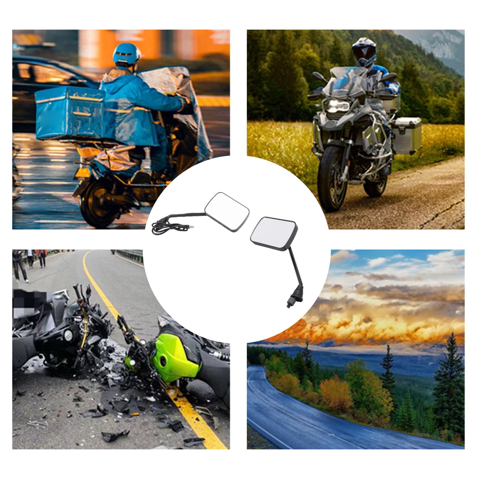 Dpofirs Lusterko Wsteczne Motocykla z kamerą, Szerokokątny Rejestrator Rowerowy 2K HD 140° z aplikacją, do Nagrywania Bezpieczeństwa na Zewnątrz na Kierownicy Motocykla