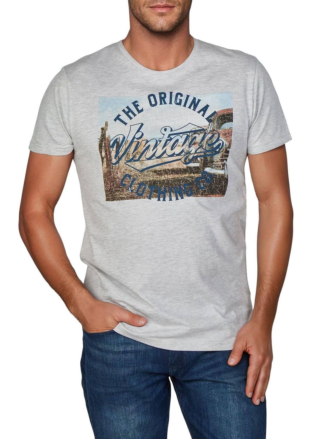 riverso RIVLukas T-Shirt męski, 4-pak, nadruk fotograficzny, okrągły dekolt, krótki rękaw, regularna bawełna, niebieski, zielony, biały, szary, żółty, turkusowy, S, M, L, XL, XXL, 3XL, 4XL, 5XL