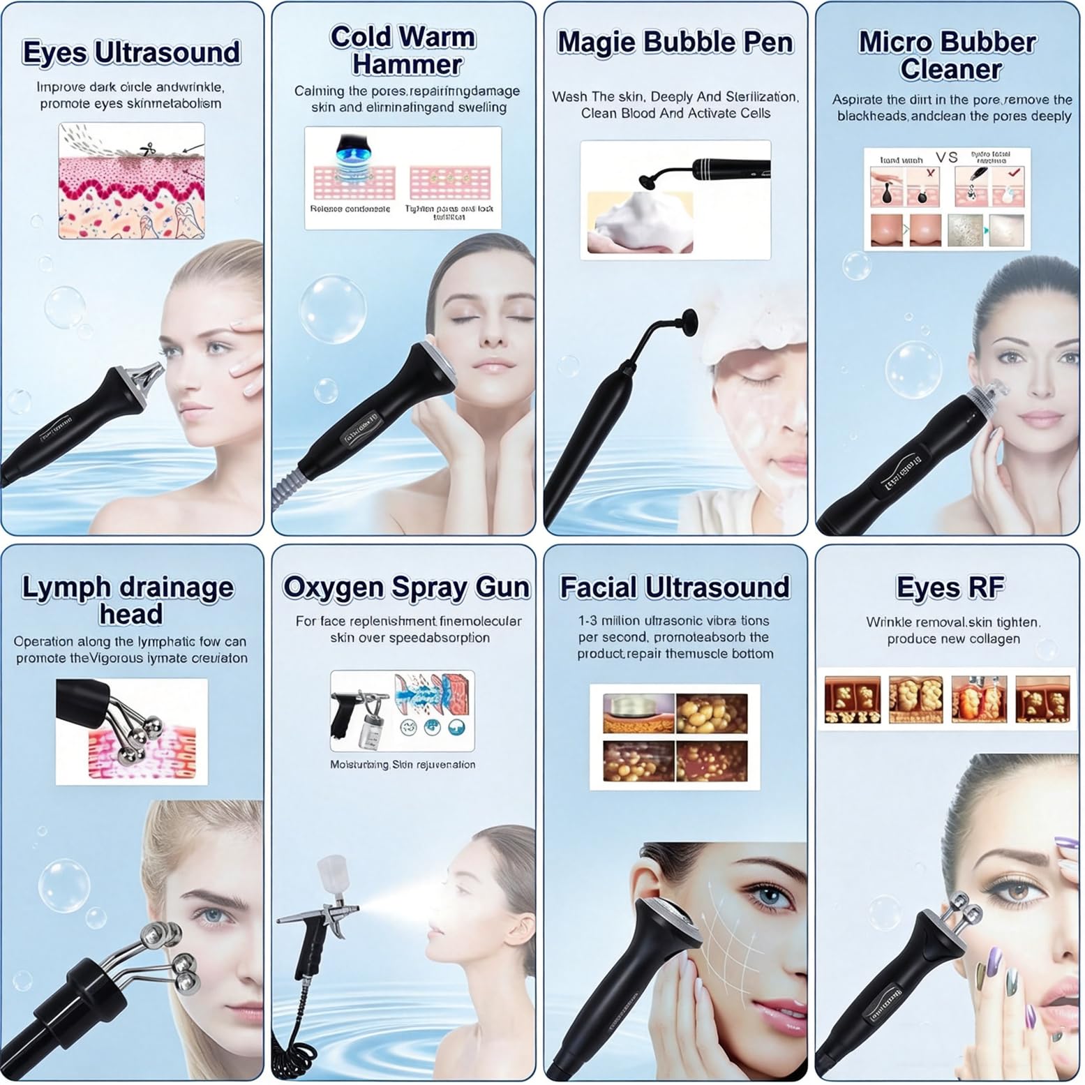 Máquina De Hidro-Facial Agua Y Oxígeno 10 En 1 con 10 Cabezales