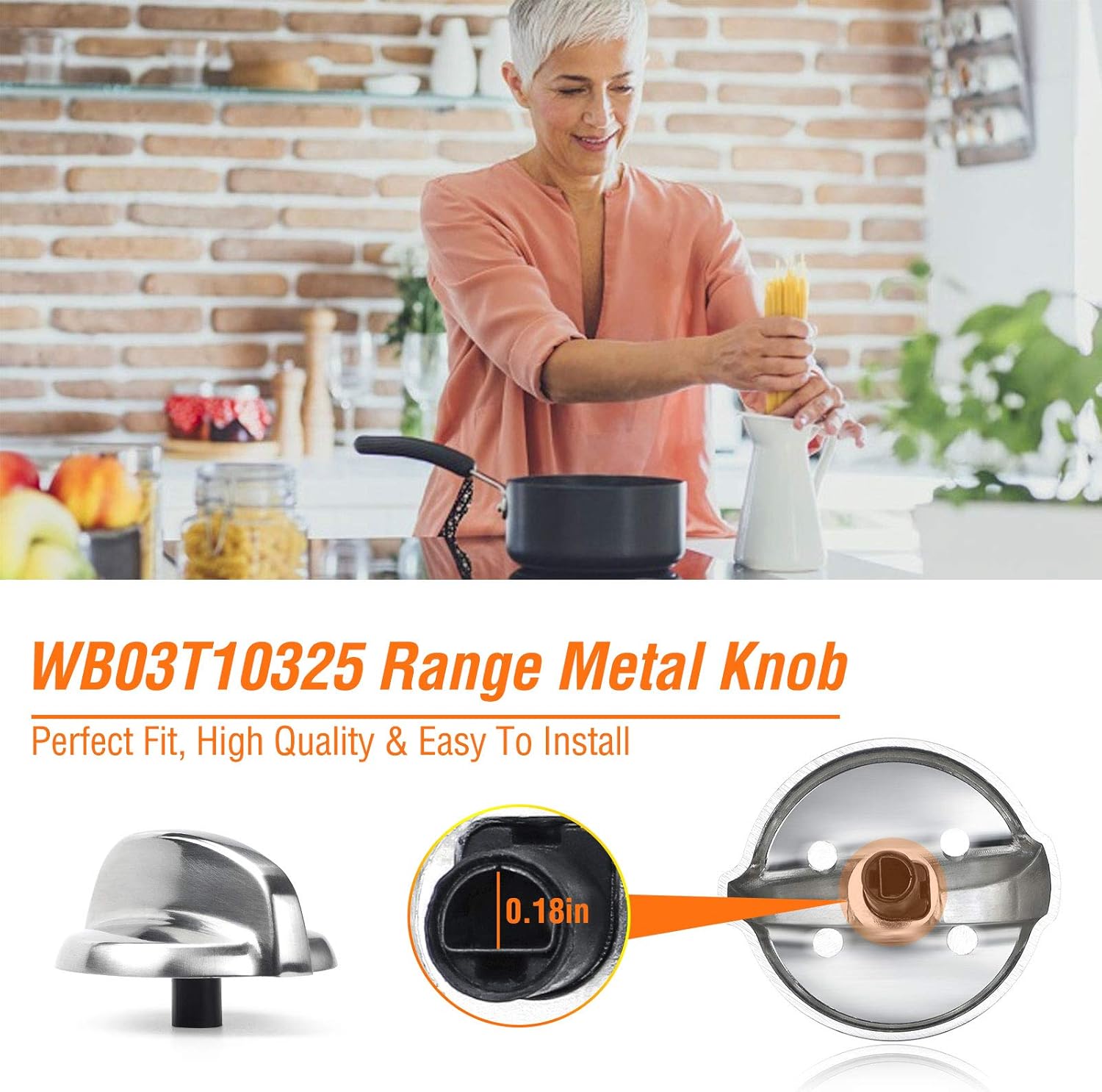 Burner Control Knob WB03T10325 Metal Stove Knobs for General Electric (GE) A Cooktop/Stove/Oven Knobs-Replace AP5690210 PS3510510 (5Pack)