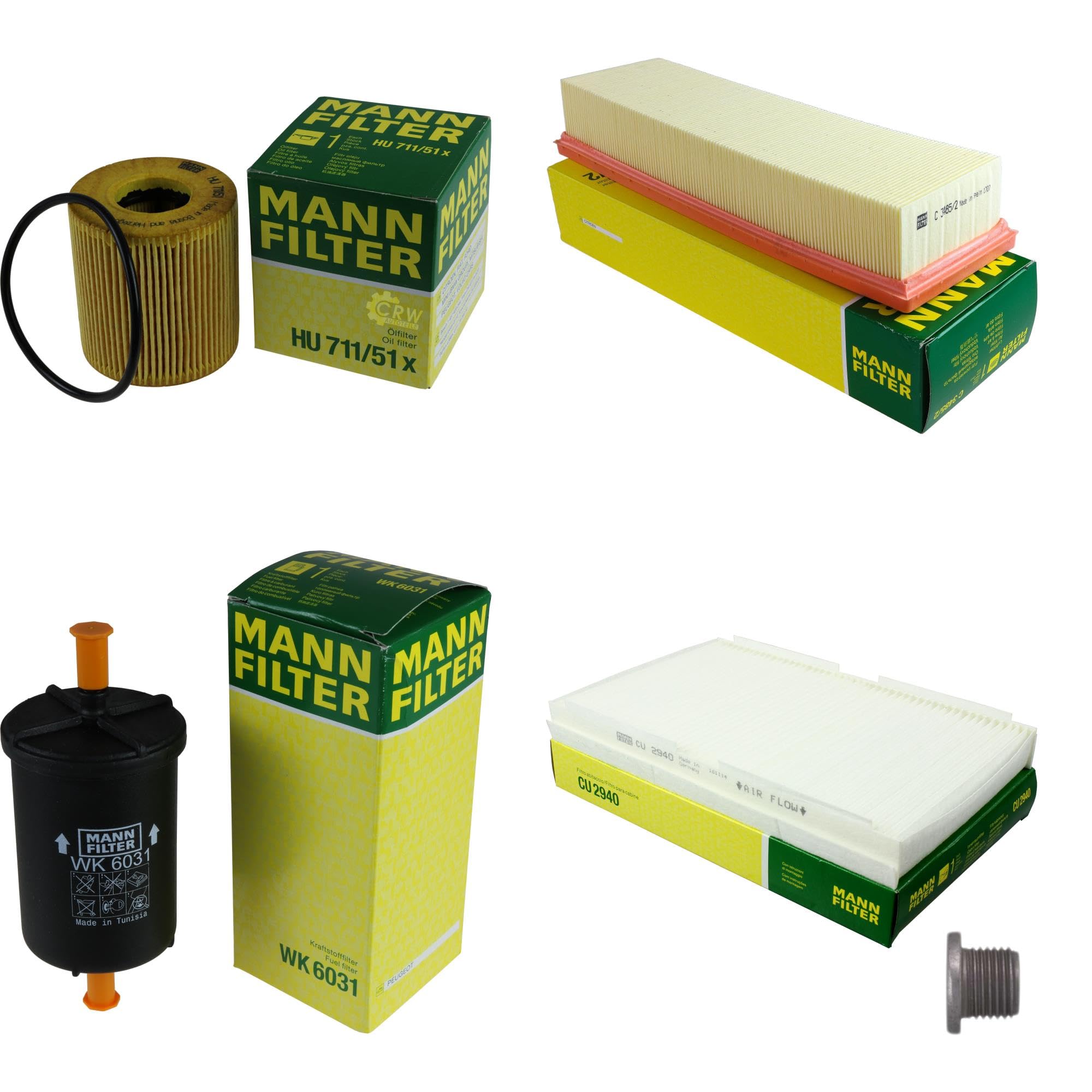 Il kit di ispezione contiene filtro olio, filtro aria, filtro abitacolo, filtro carburante, vite di chiusura per C2 JM_ 1.1 1.4 1.6 VTS C3 I FC_ FN_ 1.4i 1.1i HB_ JG_