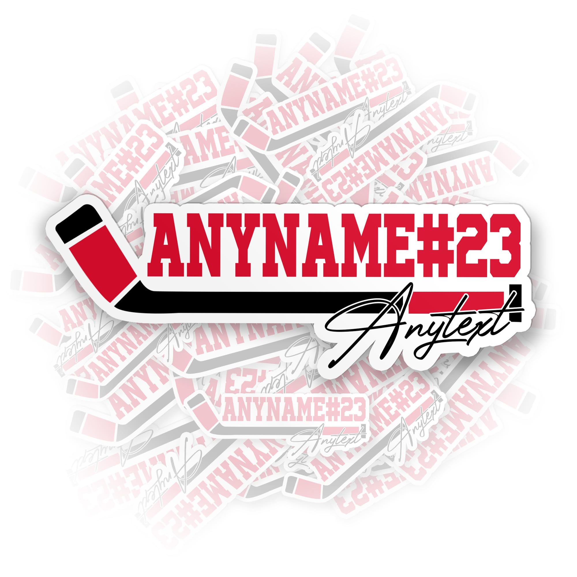 Personalized Name Sticker Custom Hockey With Stick Stickers Team Sports Mom Waterproof Die-Cut Vinyl Sticker for Water Bottle Laptop Hardhat Kindle